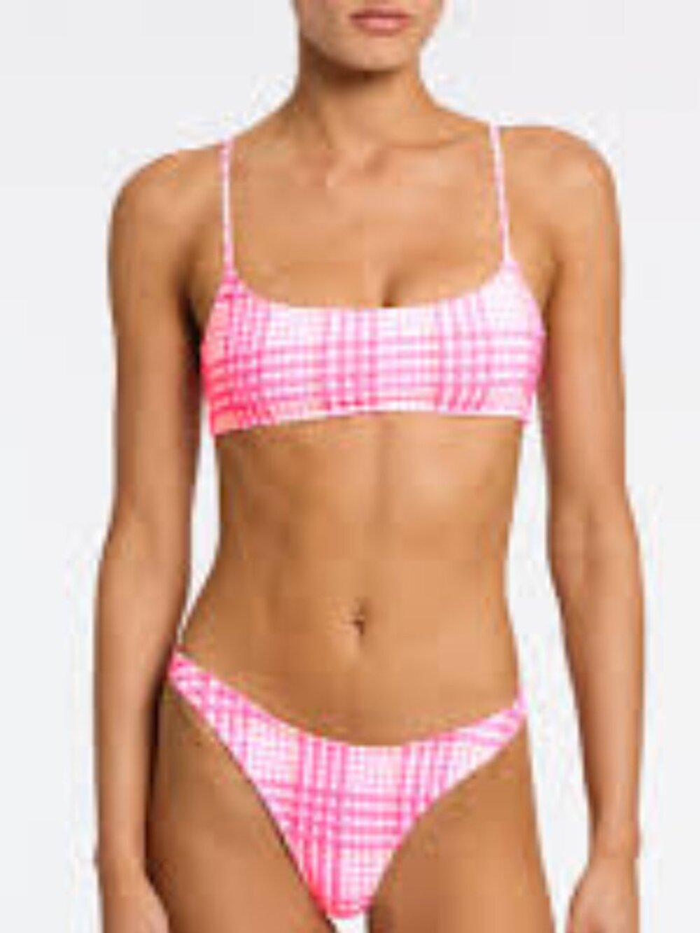 TRIANGL Mica Petali Pink Plaid Bikini Top Size S NWT